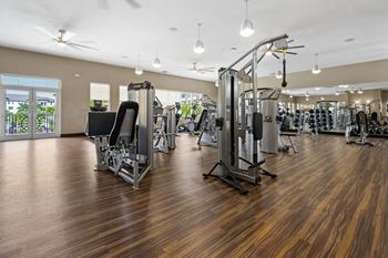 Fitness center weight training machines